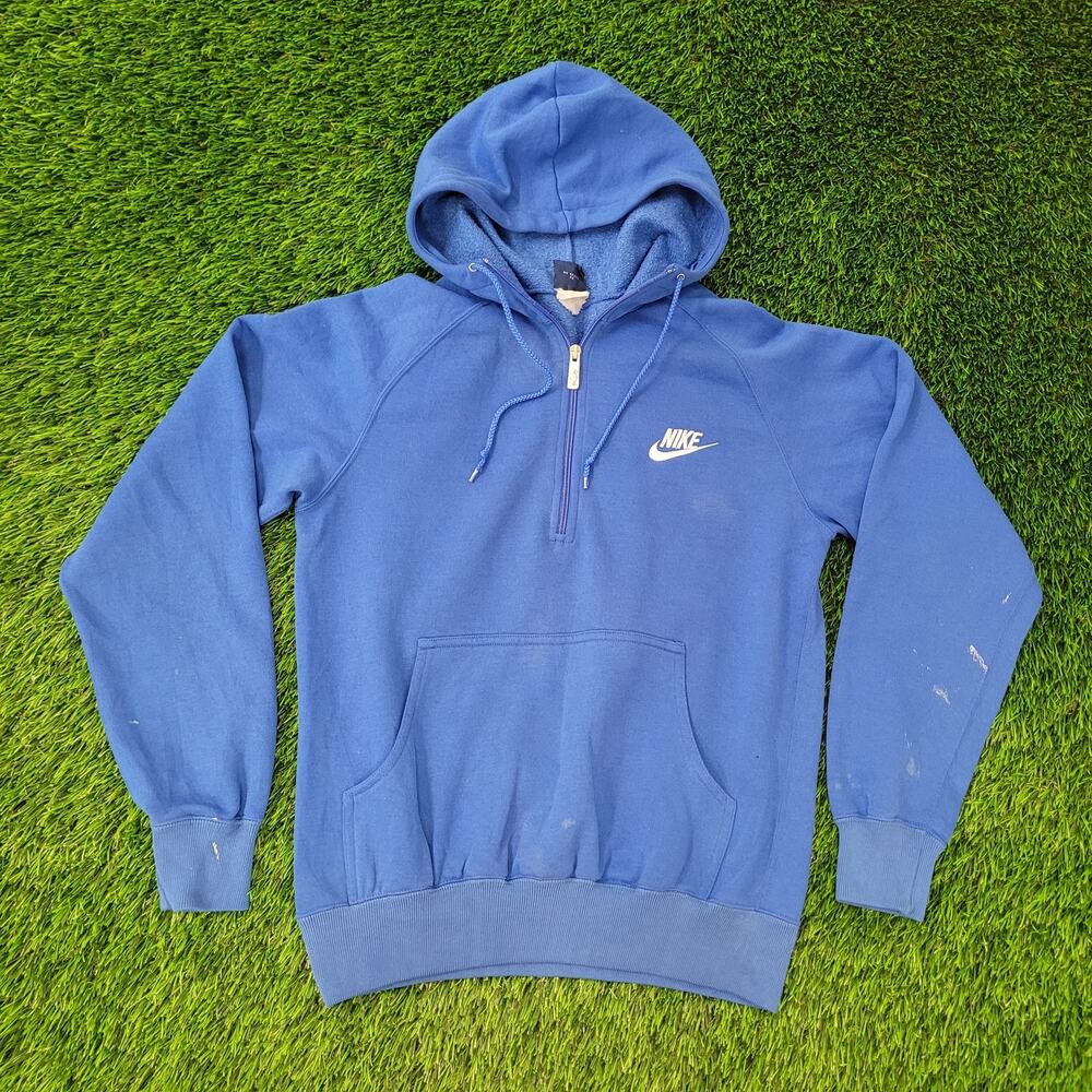 Vintage 80s NIKE 1/2 Zip Hoodie Small 19x24 Raglan Swoosh Baggy
